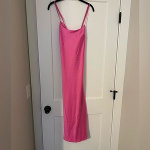 Nasty Gal pink satin slip dress - Midi length